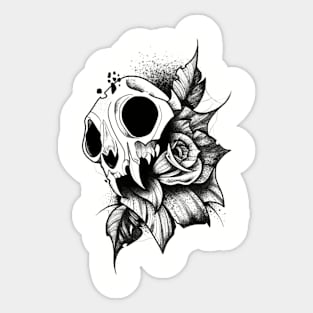 Skull And Rose (black version) Sticker